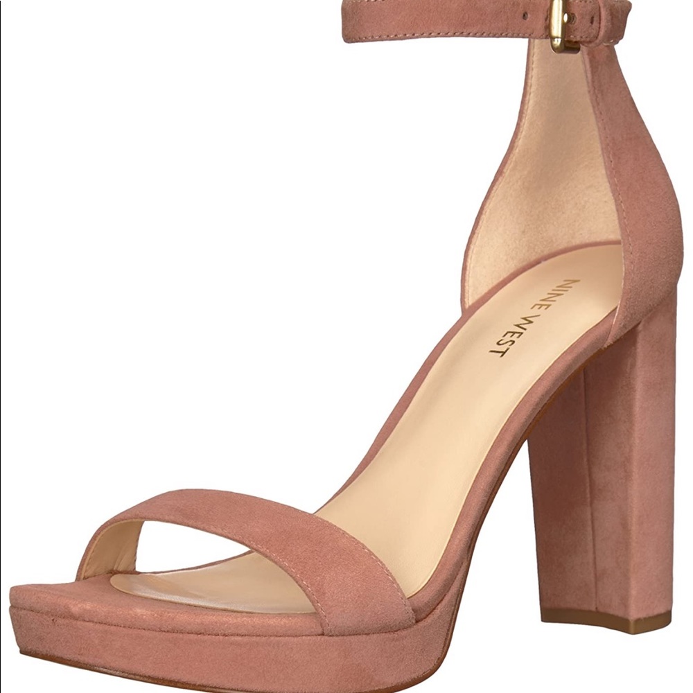Nine West Dempsey Suede Block Heel Sandal NIB NWT